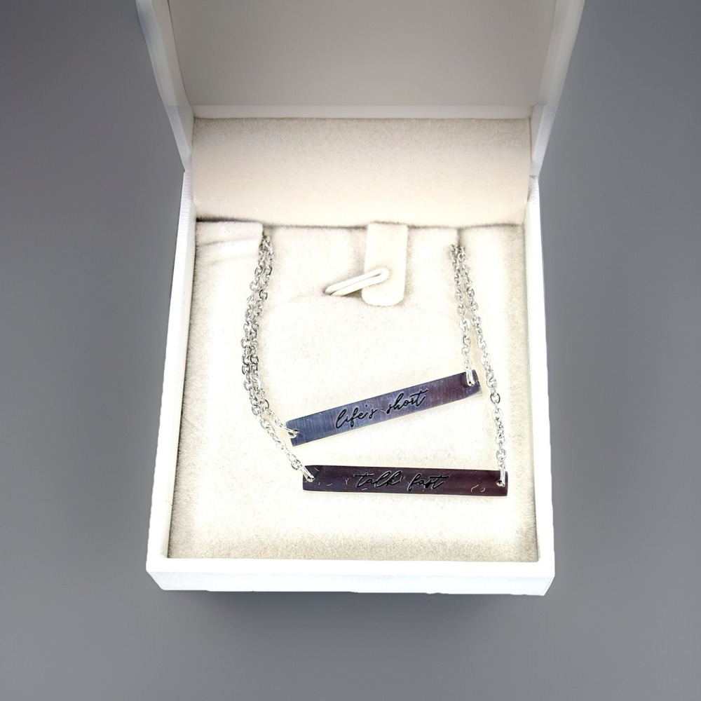 Smartass & Sass Necklace (new) LIFE'S SHORT TALK FAST - 2-TIER SILVER- 20"-21.5"